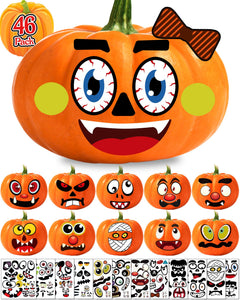 Halloween Pumpkin Face Stickers – 46 Pack