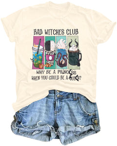 Women's Bad Witches Club Halloween Tee – Beige