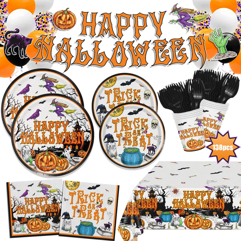 Vintage Halloween Party Tableware Set – Serves 24