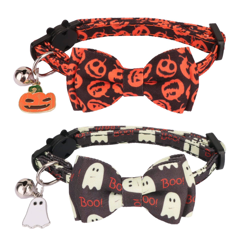 Halloween Cat Collars with Bowtie and Bell – 2 Pack