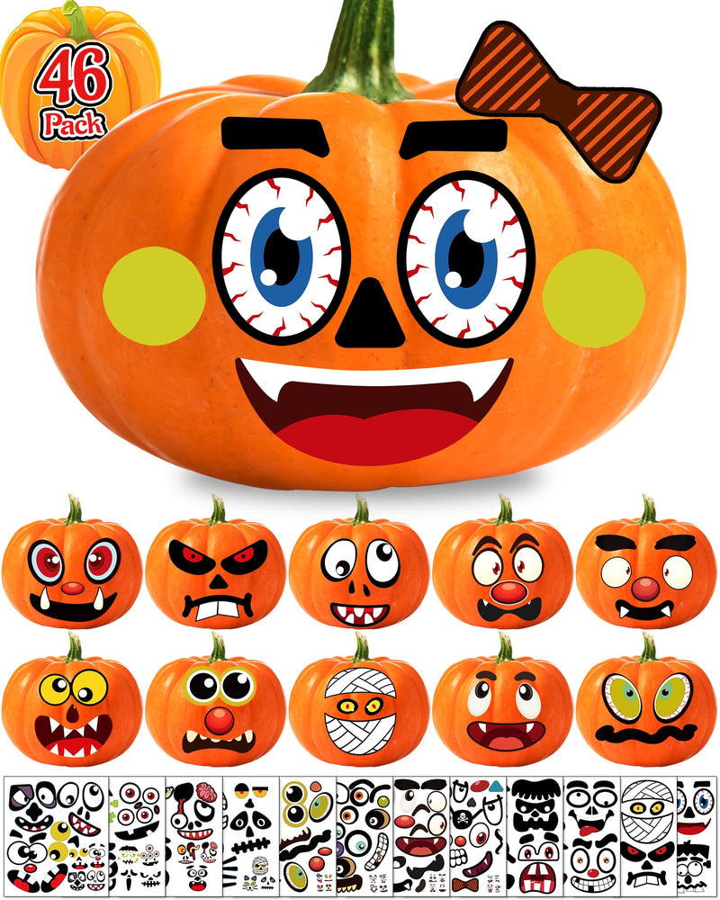 Halloween Pumpkin Face Stickers – 46 Pack
