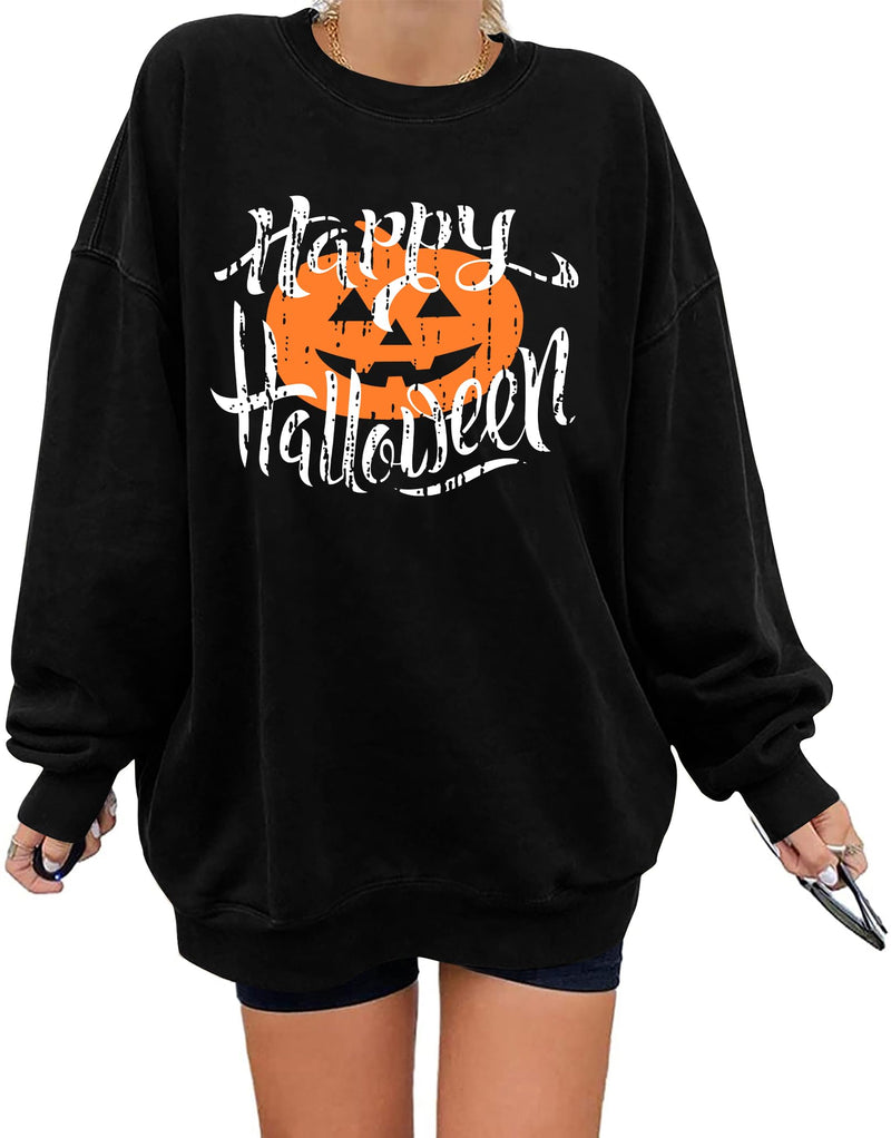 Women's Halloween Pumpkin Sweatshirt – Black (2XL)